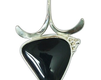 Black Onyx and Sterling Silver Pendant ponxf2374