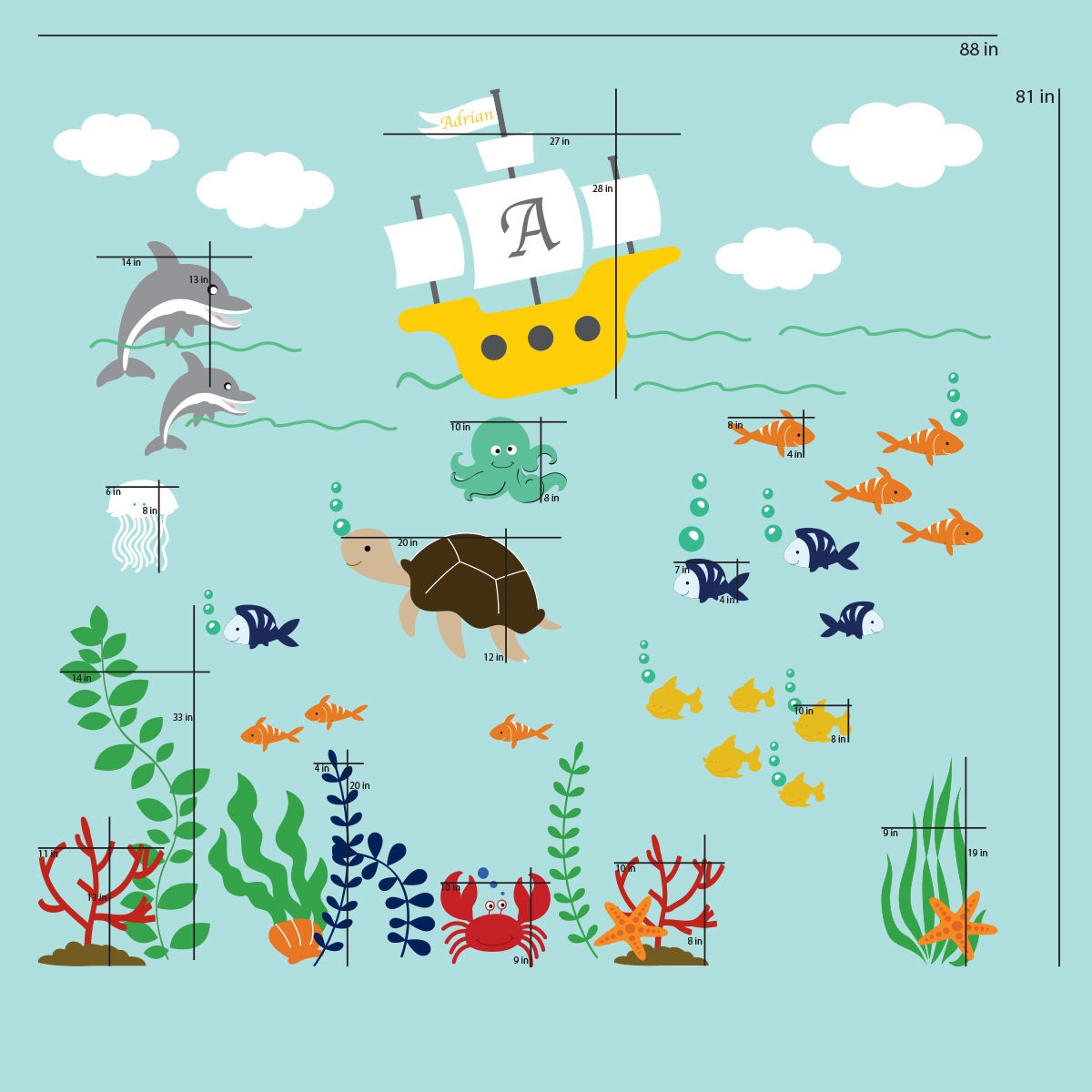 Vinyl Wall Decal Ocean Theme Vinyl Wall Decal Set Sailboat