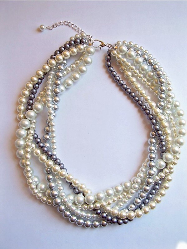 braided twisted pearl necklace chunky statement pearl necklace