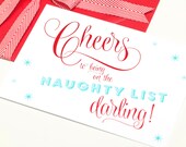 Holiday Greeting Card - Single Card OR Set of 10 Cards - Cheers To Being on the Naughty List by Flair Designery Il_170x135