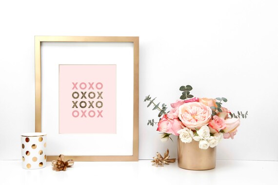 Pink, Gold and Glitter "XOXO" Nursery Artwork - 8x10 INSTANT DOWNLOAD Il_570xn