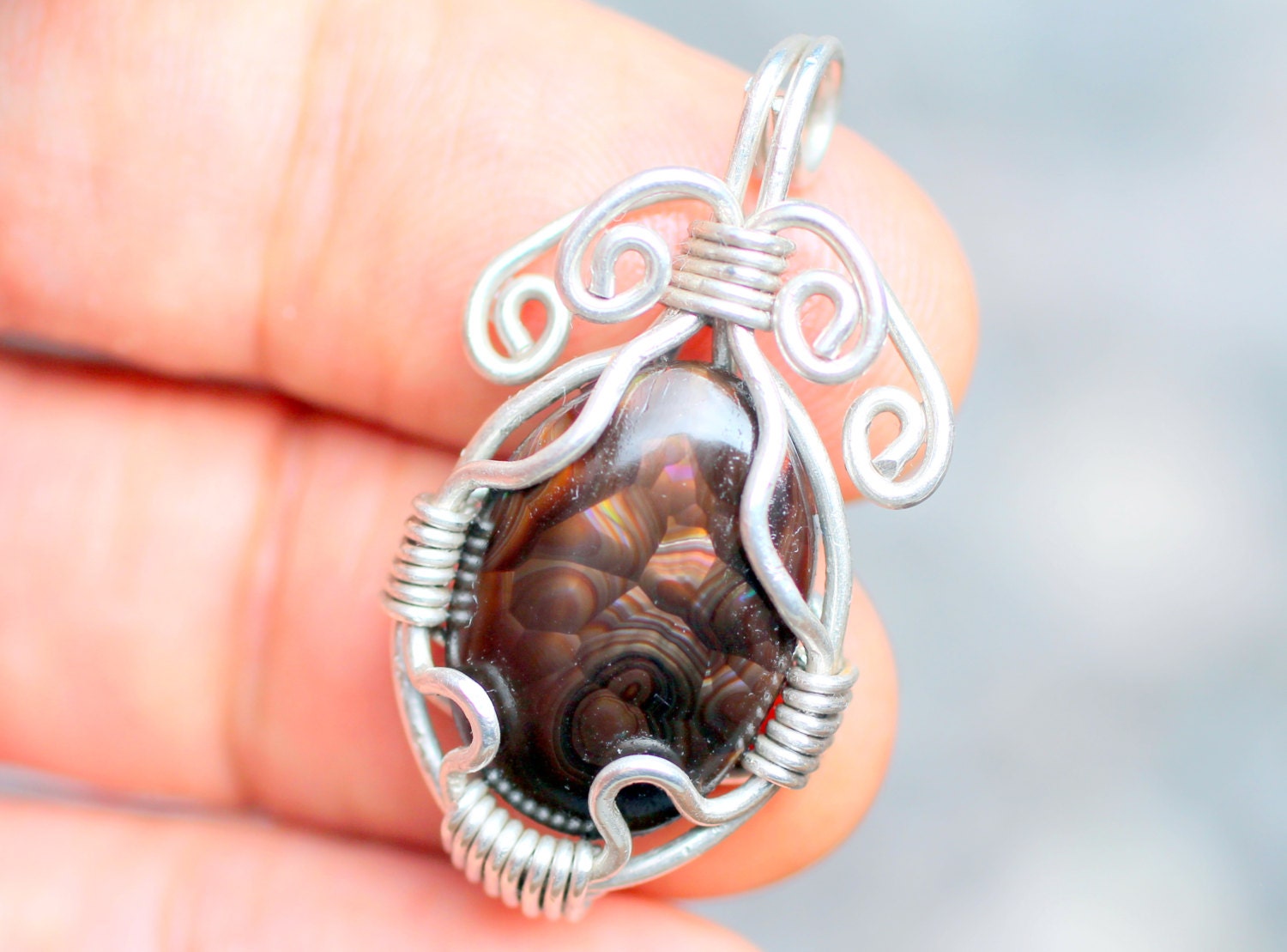 mexican fire agate pendant natural stone jewelry