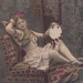 Risque Dancer, with Parrot, at Rest. Belle Epoque Image, circa 1900