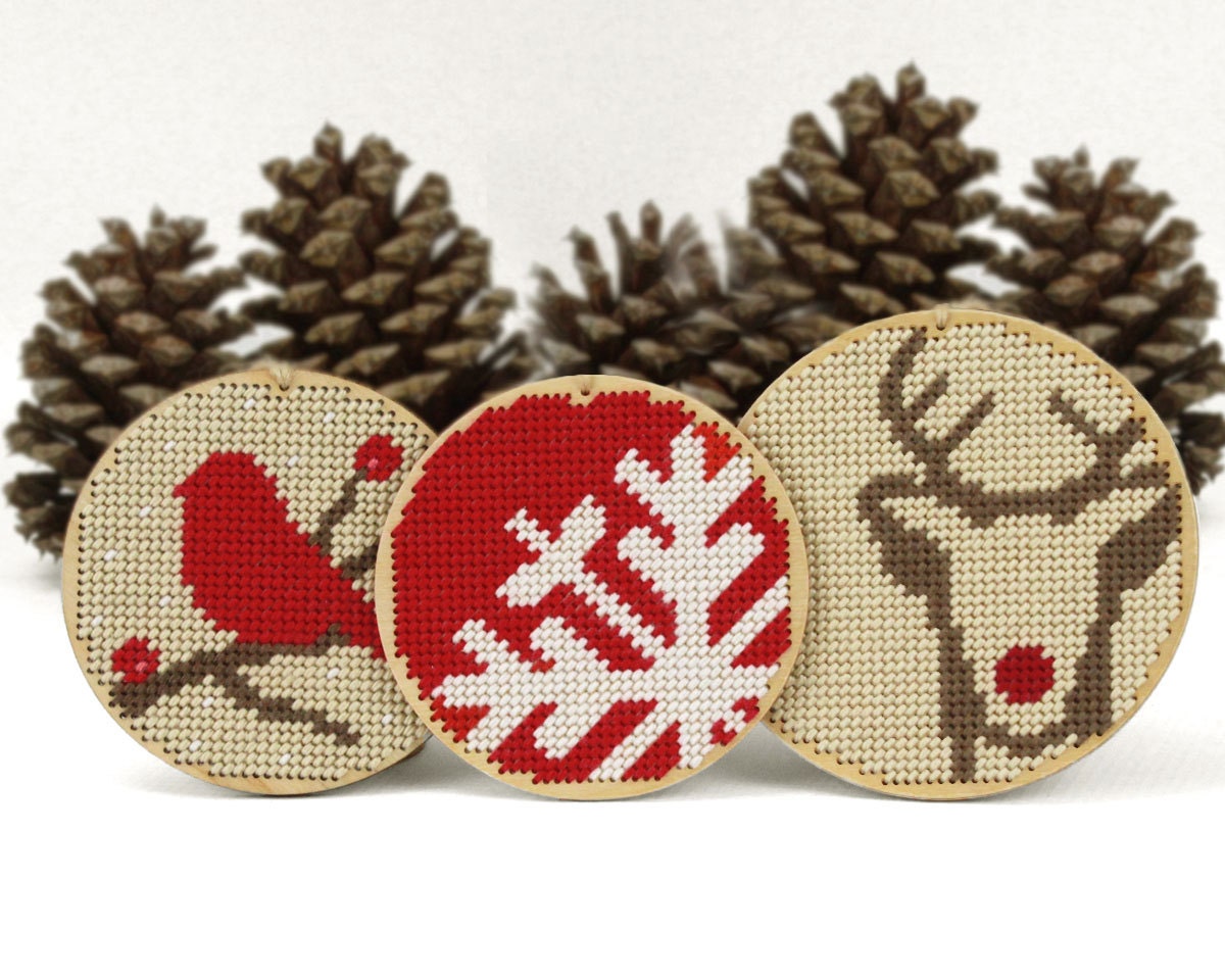 christmas ornament needlepoint kit diy by ModernNeedleworks