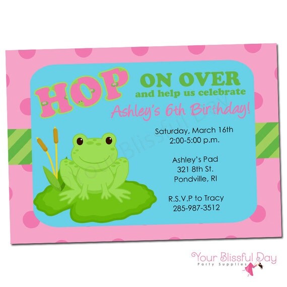 PRINTABLE Girl Frog Invitation #530 Il_570xn