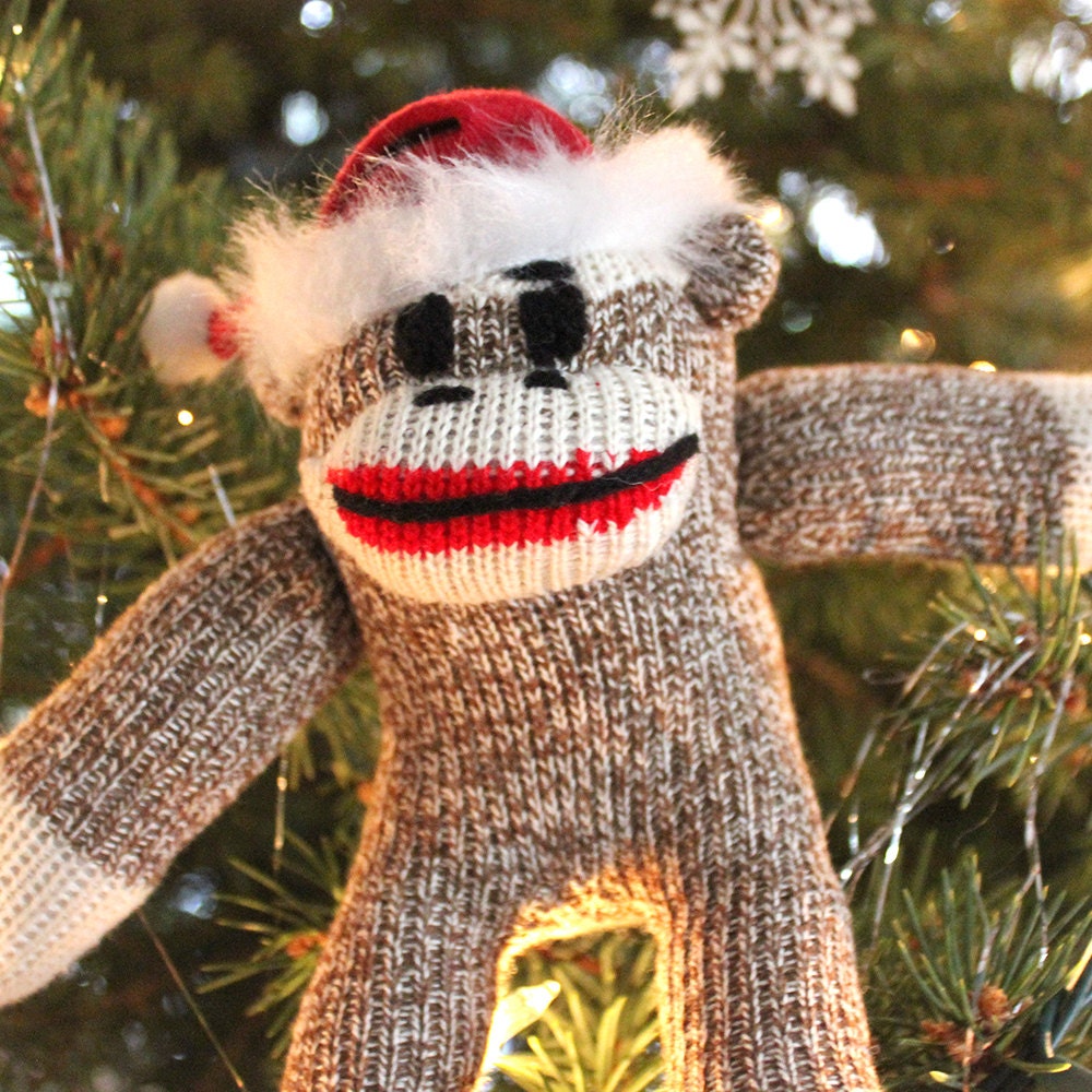 Sock Monkey Santa Small Sock Monkey by LittleBirwatzky on Etsy