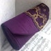 Purple clutch, silk clutch bag with bronze lace overlay, Lace fashion, Clutch purse