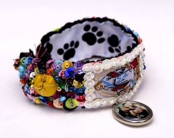 Guardian Angel scapular sequined embroidered bracelet