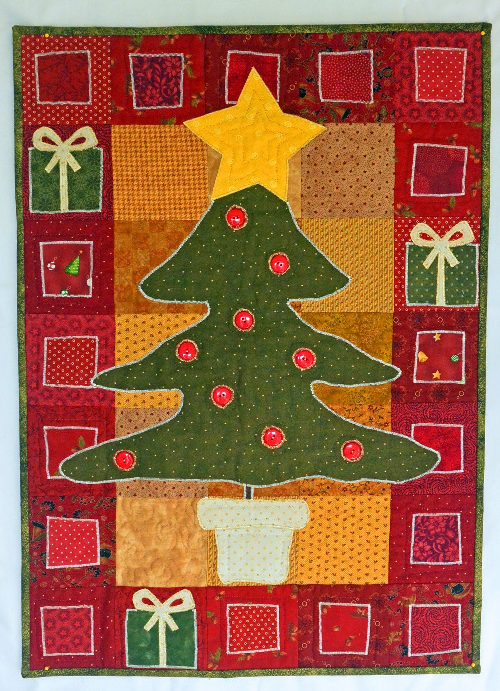 Folk Art Christmas Tree Whimsical Wall Hanging