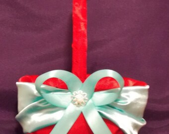 wedding flower girl basket red and blue color custom made