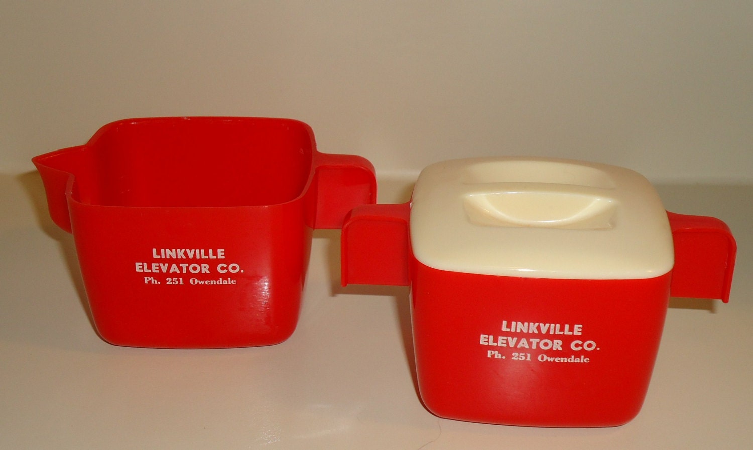 Vintage Red Plastic Cream and Sugar Set Haute Juice