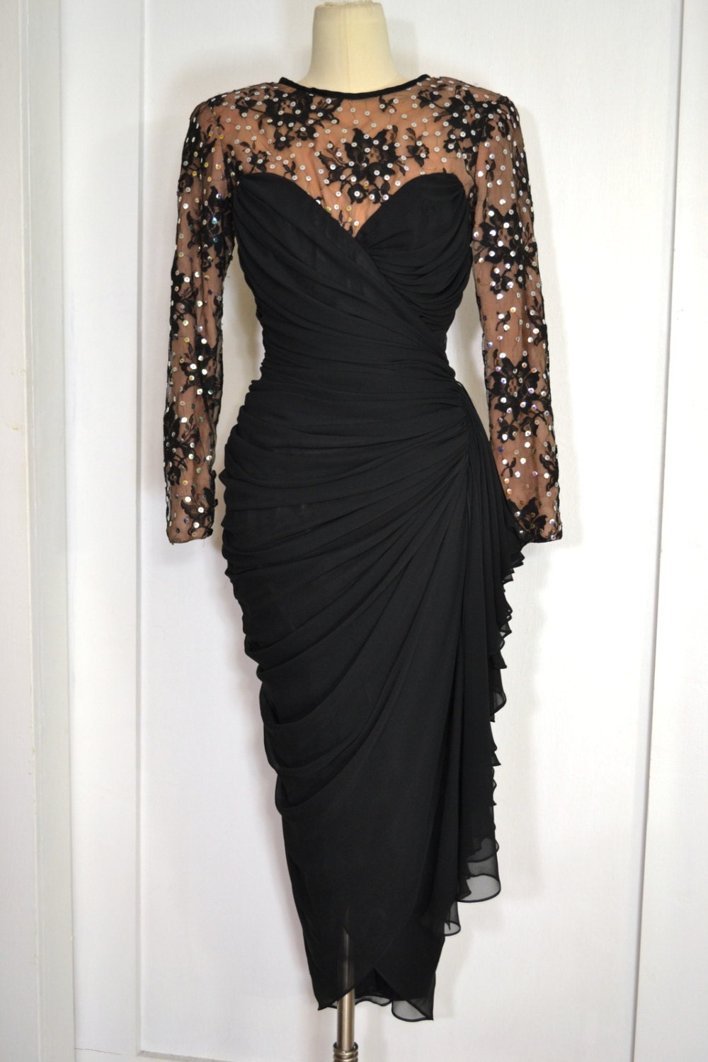 Vintage 1980's Designer Lillie Rubin Dress Black