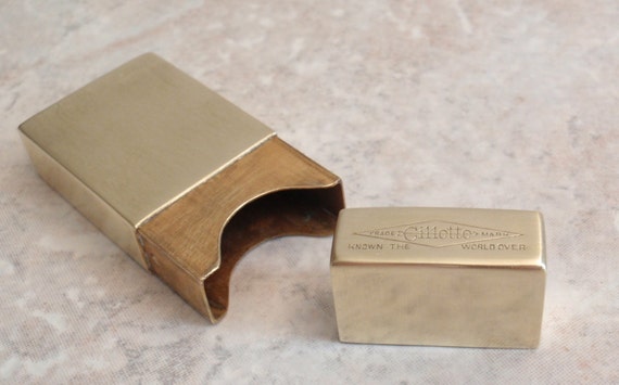 Brass Razor Blade Box Gillette Vintage Estate