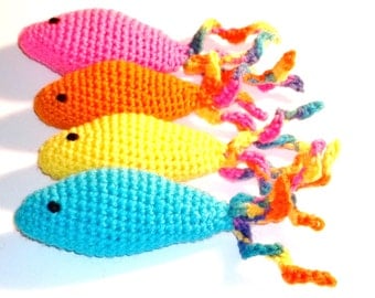 Catnip Cat Toy Fish Curly Tail Hand Crochet
