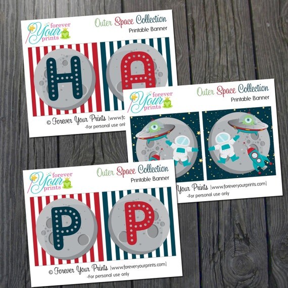 Outer Space Birthday Banner - You Print - Digital File Il_570xn