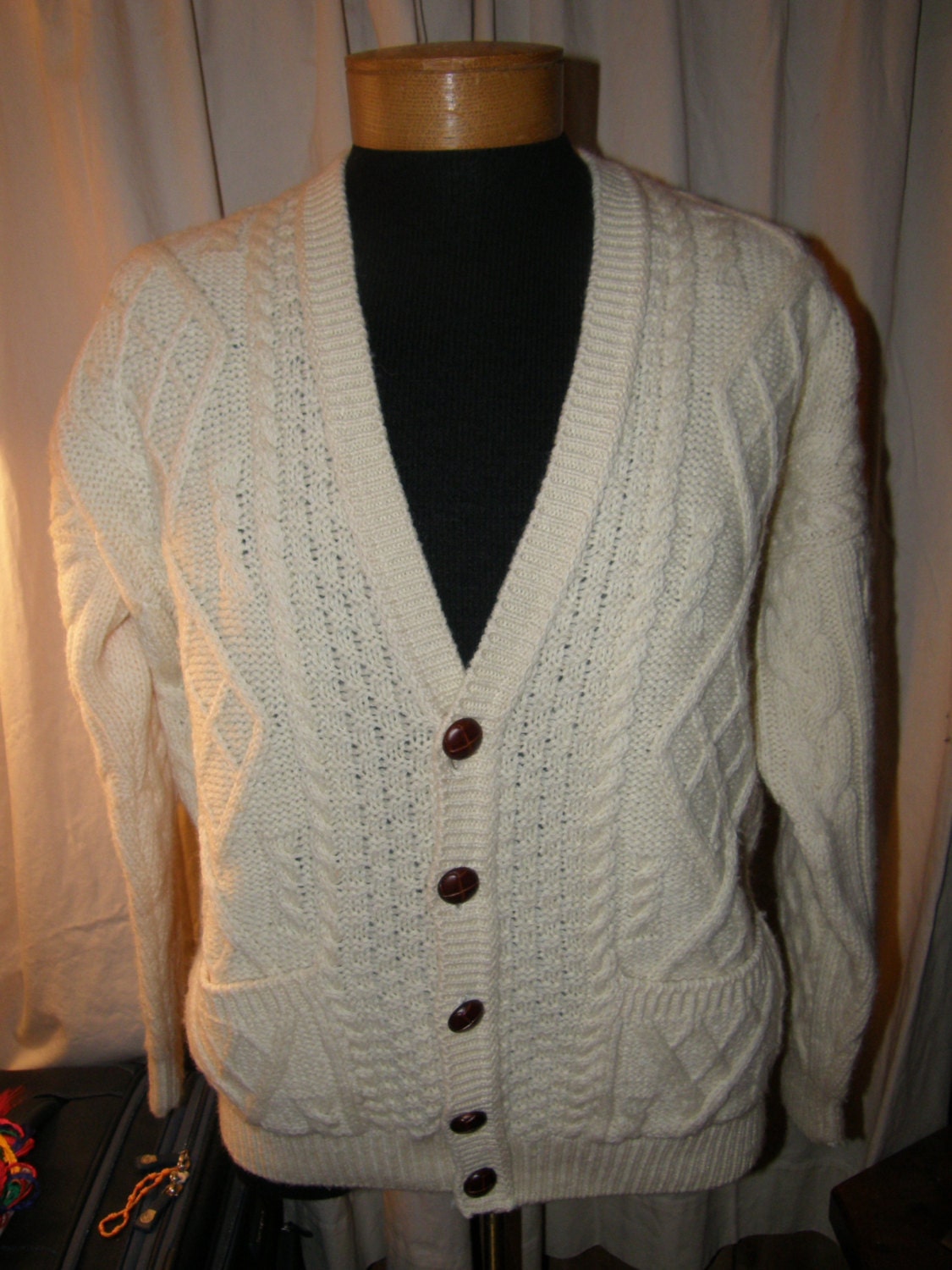 Scottish Merino Wool Cardigan Button Front Sweater Made