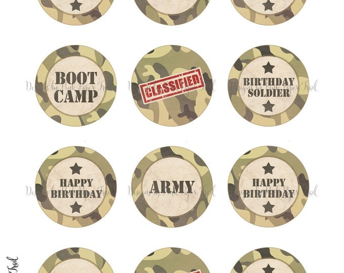 Soldier Army Military Themed Cupcake Topper and Wrap Set - DIY - Print Your Own