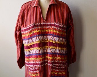 Vintage Ethnic Hippie Shirt Guatemalan Men's Cotton Shirt Multi Colored ...