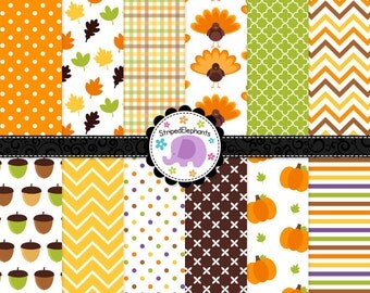 Thanksgiving Digital Papers, Thanksgiving digital background, digital scrapbook paper, Instant Download, Commercial Use