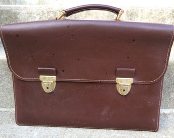 Vintage English Fossil Leather Brown Ladies Handbag by EnglishShop
