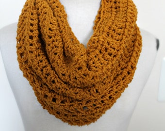 Mustard Cowl Scarf | Yellow Crochet Scarf | Mustard Scarf