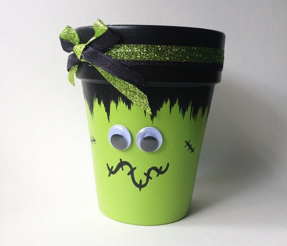 Items similar to Frankenstein's Monster - Decorative Halloween Clay Pot ...