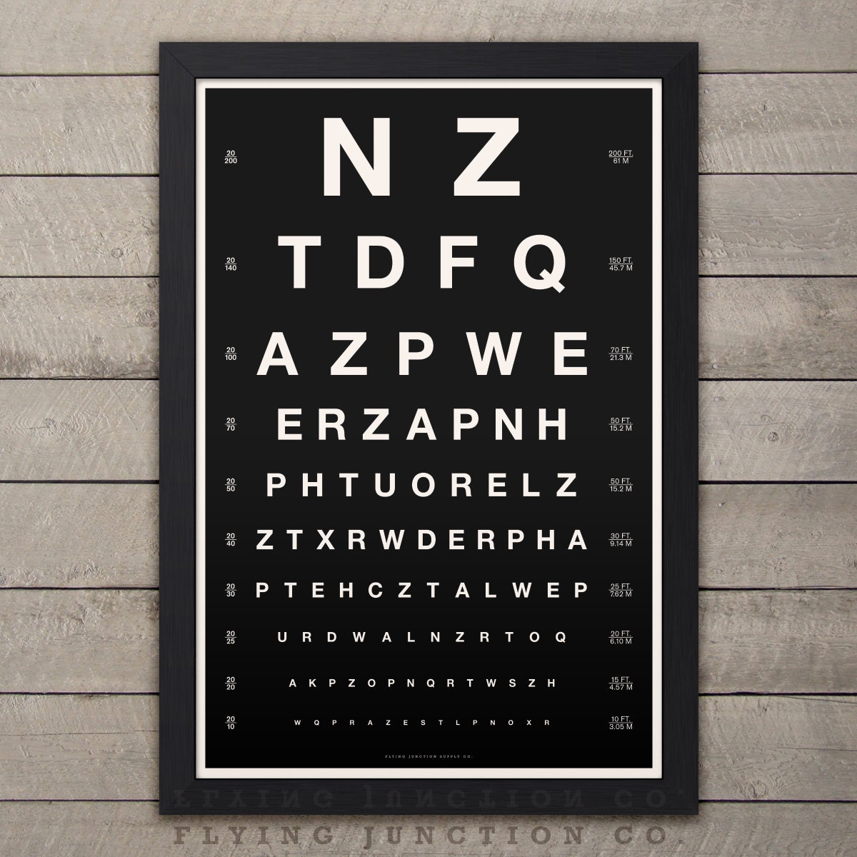 eye chart print snellen vintage look