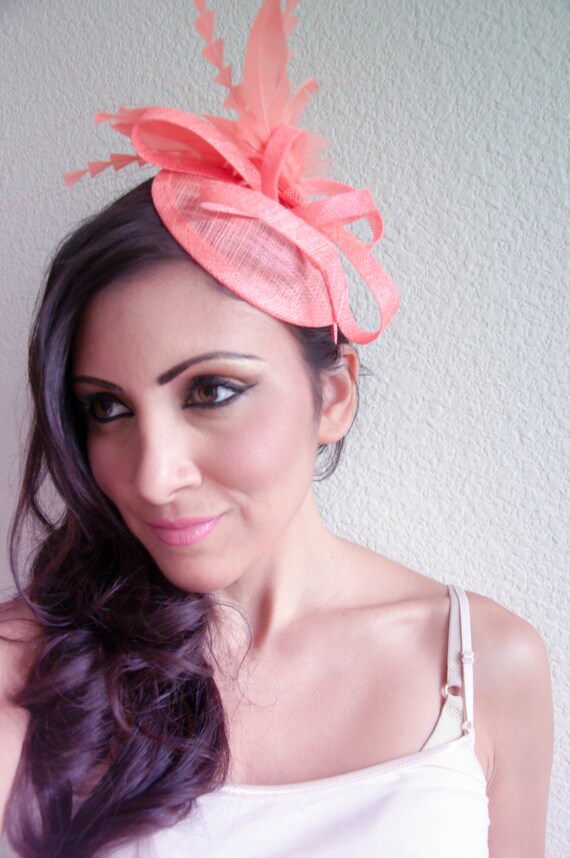 Coral Mini Fascinator Arianna Mini Coral Mesh Fascinator