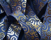 Elegant gold foil swirls on radiant navy blue 7/8" grosgrain ribbon 3 yards Il_170x135