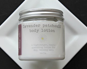 Lavender Patchouli Body Lotion, Vegan Lotion, Hand Lotion, Organic Lotion