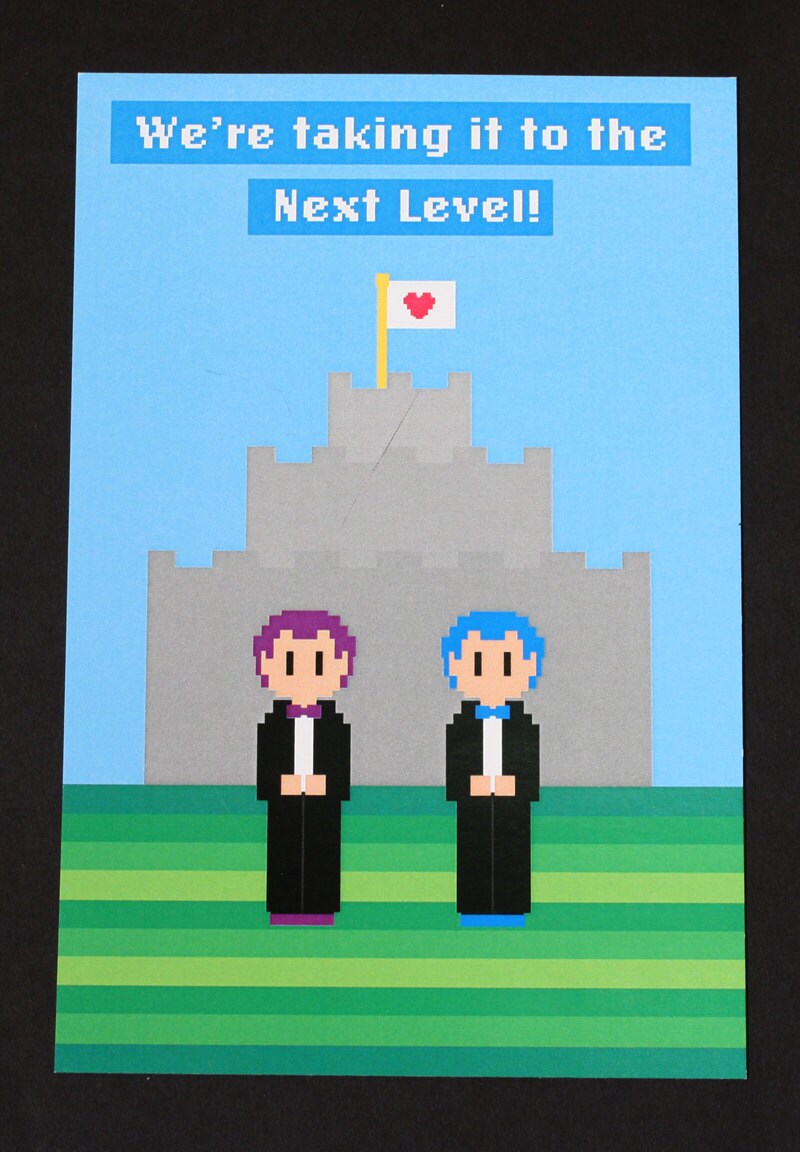 8 bit Video Game Wedding Invitation (Gay Couple) – Postcard Style, Gay  Wedding Invitation, Nerd Wedding Invitation, Recycled Paper – OnePaperHeart  – Stationary & Invitations