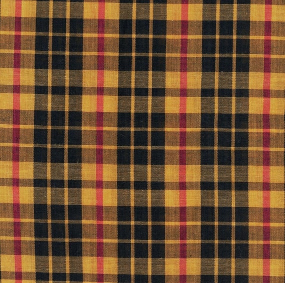 Plaid Cotton Fabric Black Yellow Red Tartan Plaid by CynicalGirl