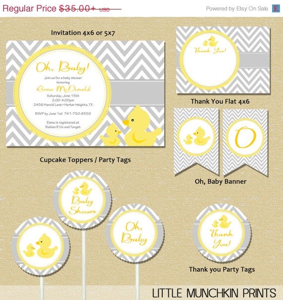 10% OFF SALE Duck Baby Shower Party Package / DIY Printable Personalized Package Il_570xn