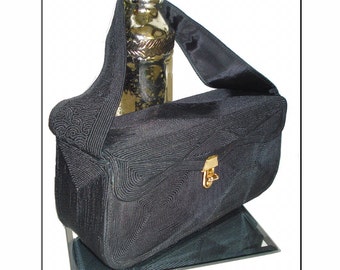 Vintage 1950s Purse . black . handbag . mad men rockabilly pinup garden party dress