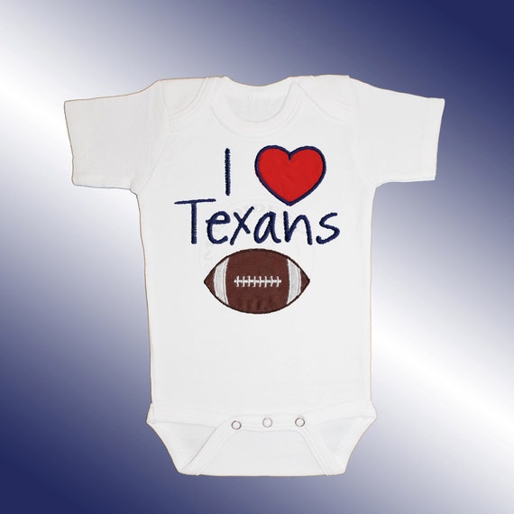 Baby Bodysuit Jersey Shirt I Love Texans Football Applique