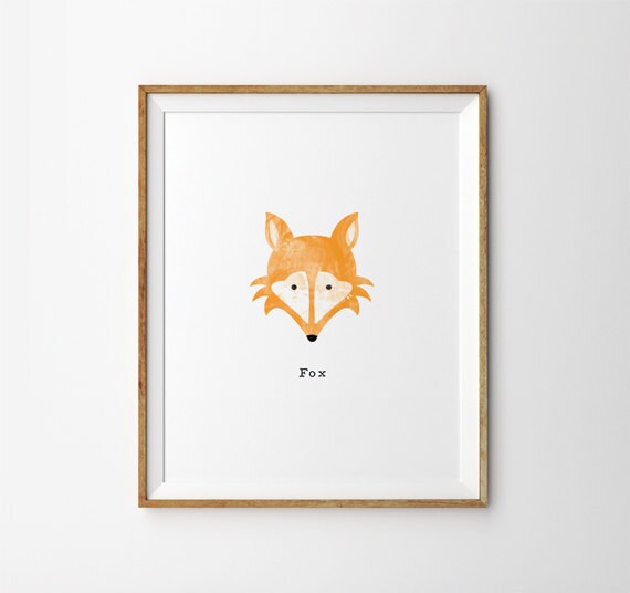 Children's Fox Wall Print - Watercolour Detail Il_570xn