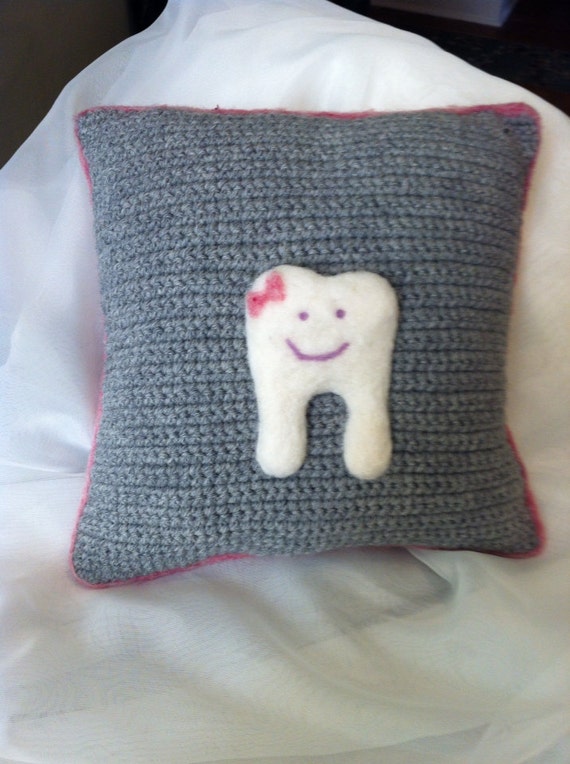 Items similar to Needle felted and crochet tooth fairy pillow on Etsy
