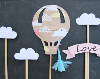 Hot Air Balloon Cake Topper Baby shower cake topper wedding cake topper hot air balloon party