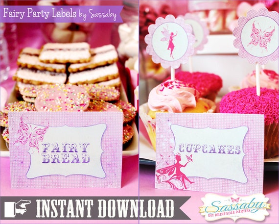 Fairy Party Labels - INSTANT DOWNLOAD - DIY Editable & Printable Birthday Party Decorations by Sassaby Il_570xn