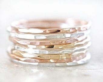 Stacking Rings / Rose Gold Stacking Ring Set / Stacking Rings Gold / Stacking Rings Silver / Ring Set / Rose Gold Stacking