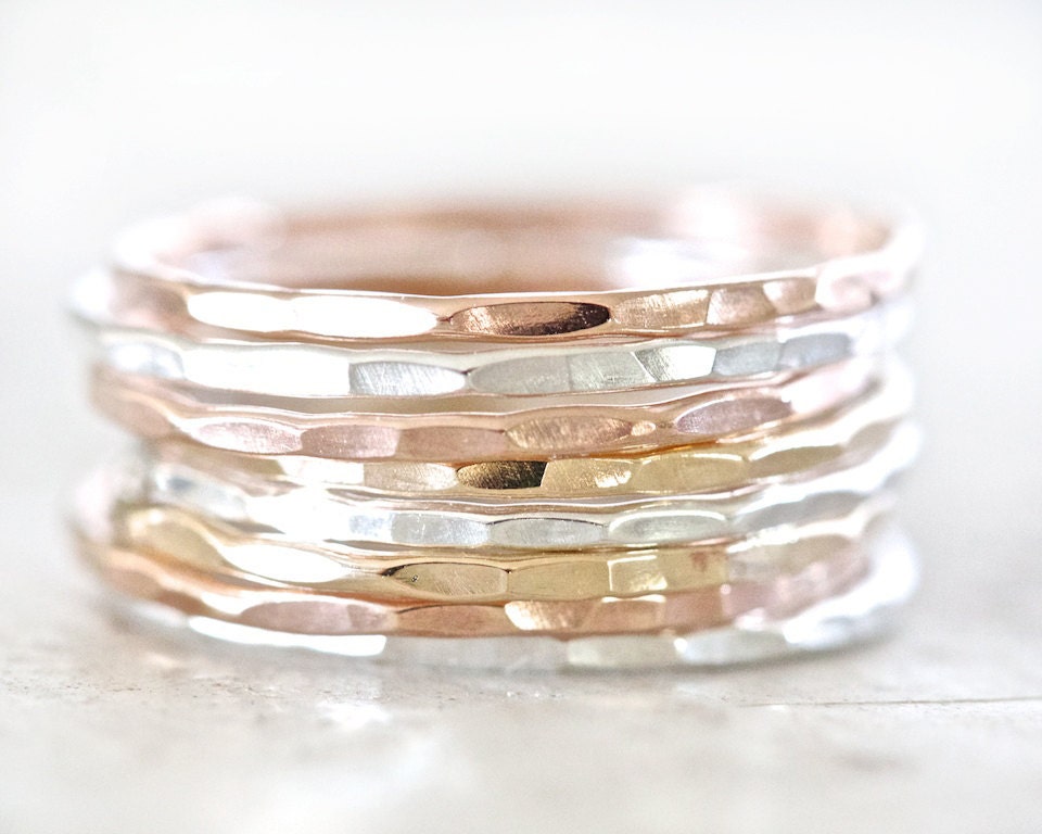 Stacking Rings / Rose Gold Stacking Ring Set / Stacking Rings