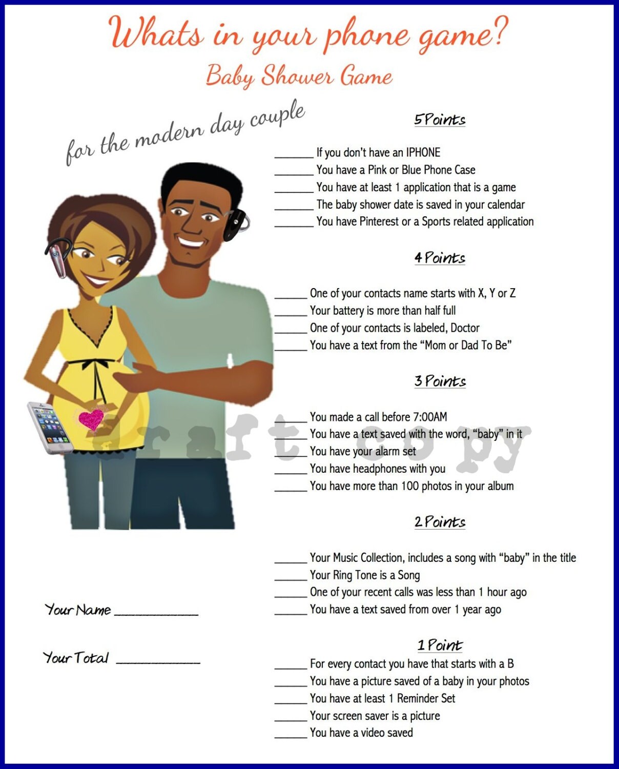 Baby Shower GameWhats in your phone Game for Couples Shower