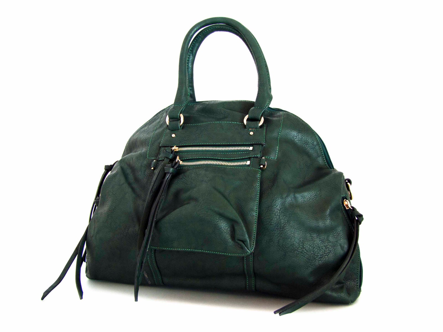 Shoulder Vegan Leather Handbag Purse Green by VeganLeatherHandbags