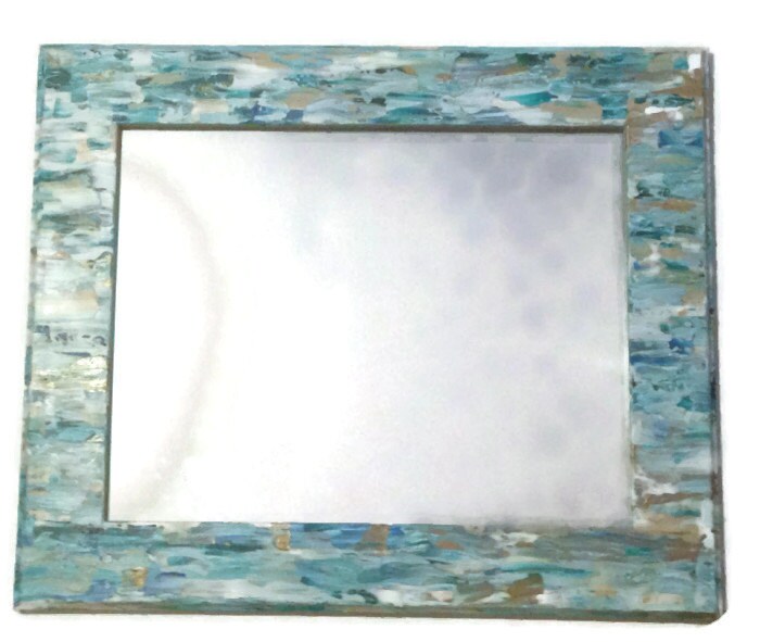 Seaglass inspired beach mirror Mosaic Style Mirror Hanging
