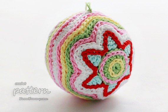 Crochet Pattern - Colorful Christmas Star Ball (Pattern No. 011) - INSTANT DIGITAL DOWNLOAD