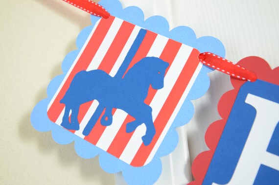 Carnival Happy Birthday Banner, Birthday Party, Carousel Theme, Merry-go-round Il_570xn