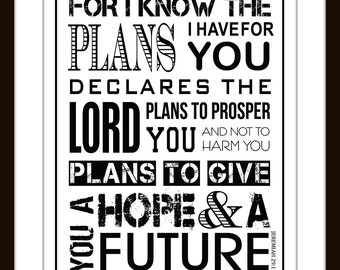 Jeremiah 29:11 Scripture Print Digital File Instant