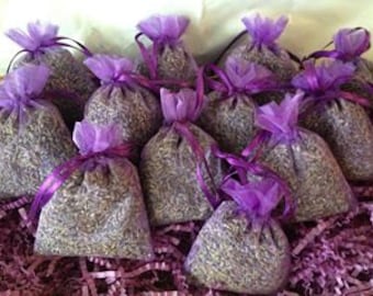 12 Lavender Sachets, FRAGRANT Lavender buds Sachets/favors, lavender filled organza bags..Low Ship!
