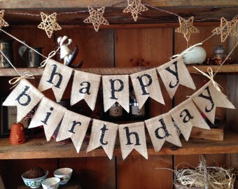 Burlap Happy Birthday Bunting, Birthday Bunting, Happy Birthday Garland, Birthday Garland, Birthday Banner, Burlap Bunting, Burlap Garland