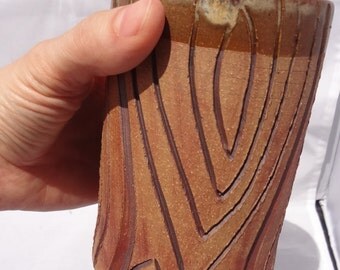 Ceramic Tree Tumbler, Ceramic Tumbler, Stoneware Tree Vase, Ceramic Tree Vase, Ceramic Vase, Carved Tree Vase, Custom 4-6 weeks production!